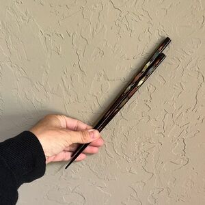 Vintage Japanese‎ Urushi Lacquer Chopsticks with Mother-of-Pearl Inlay